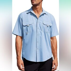 COOFANDY‎ Men's Short Sleeve Hiking Fishing Sun Protection Shirt!! NEW!! 🐟🎣